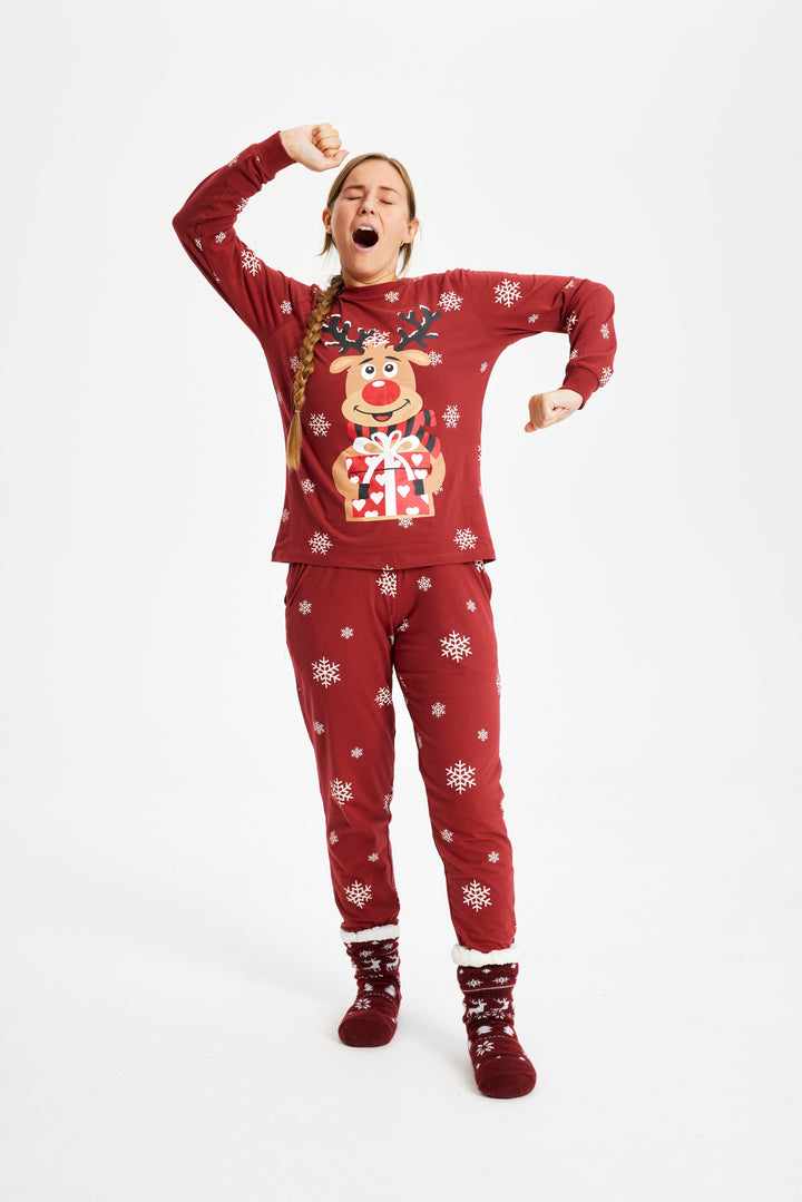 Mirla | Rudolf's Sweet Christmas Pyjamas Röd Dam-Eva Jonsson