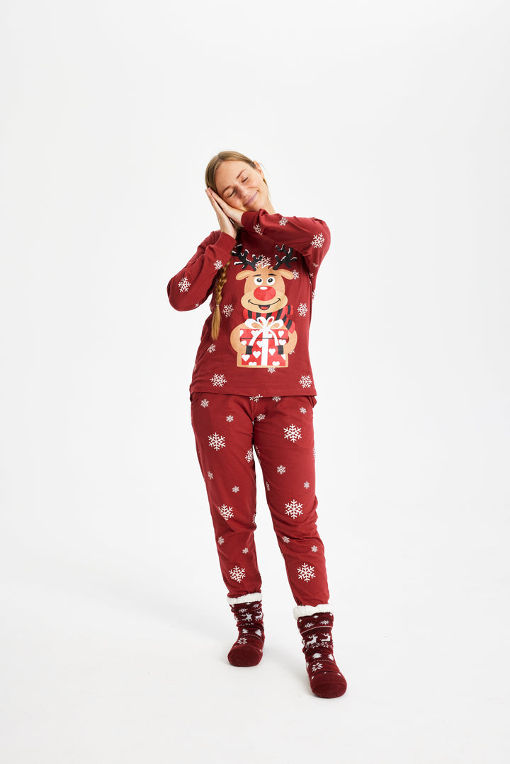 Mirla | Rudolf's Sweet Christmas Pyjamas Röd Dam-Eva Jonsson
