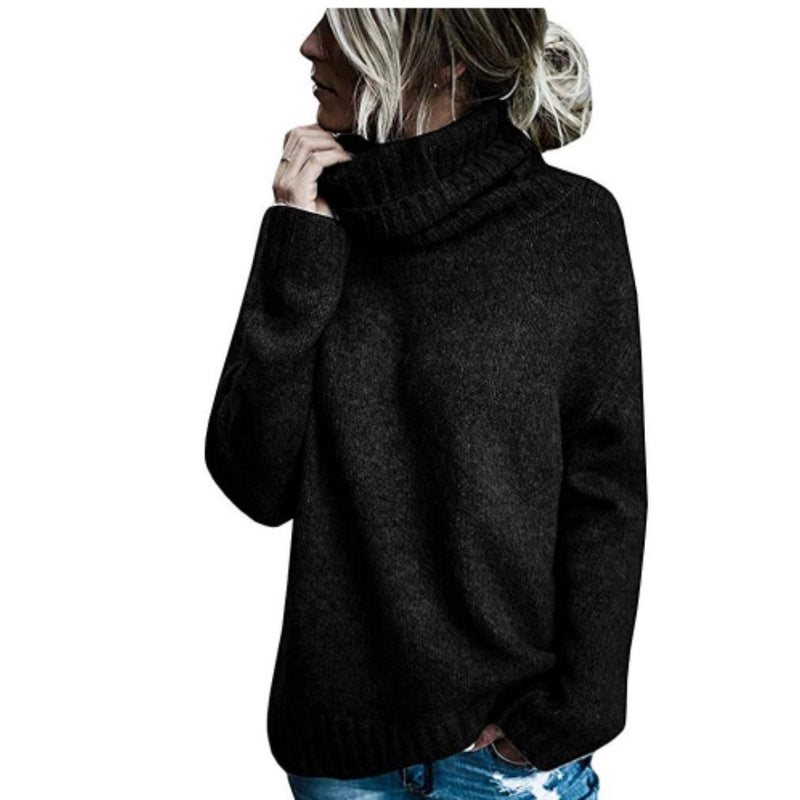 Mirla | Rullkrage stickad tröja Tjock stickning Lös passform Mjuk och bekväm-Eva Jonsson