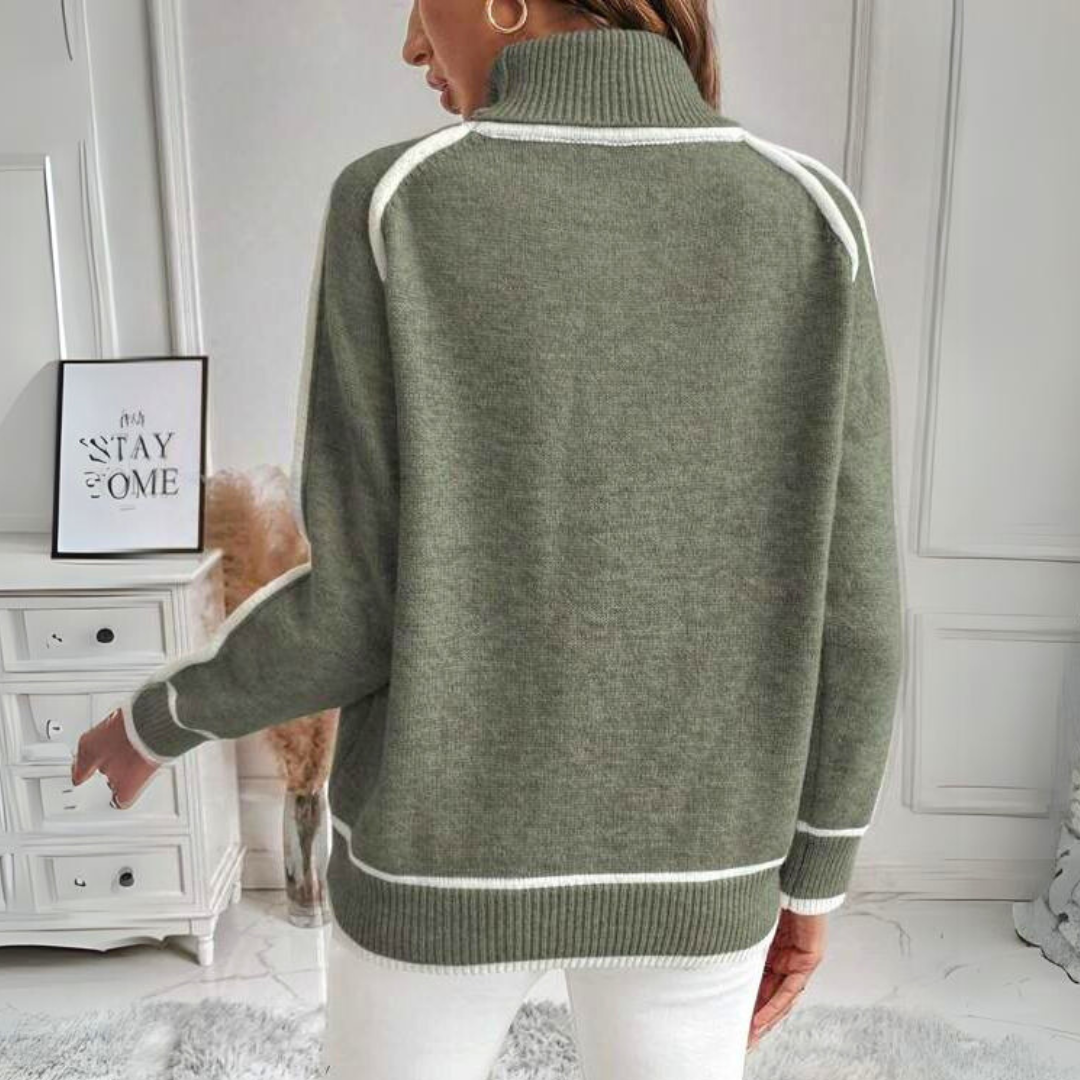 Mirla | Rullkrage sweatshirt Lös passform Långa ärmar Kontrastdetaljer-Eva Jonsson