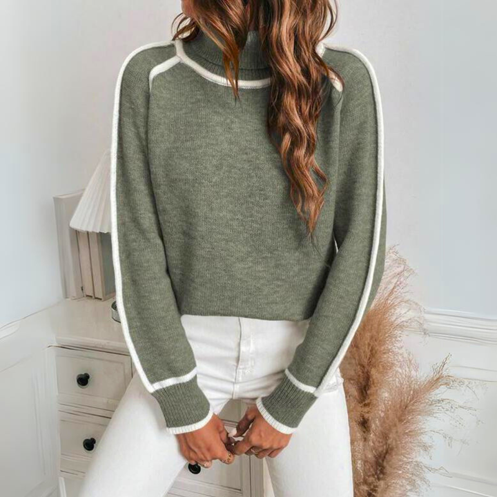 Mirla | Rullkrage sweatshirt Lös passform Långa ärmar Kontrastdetaljer-Eva Jonsson