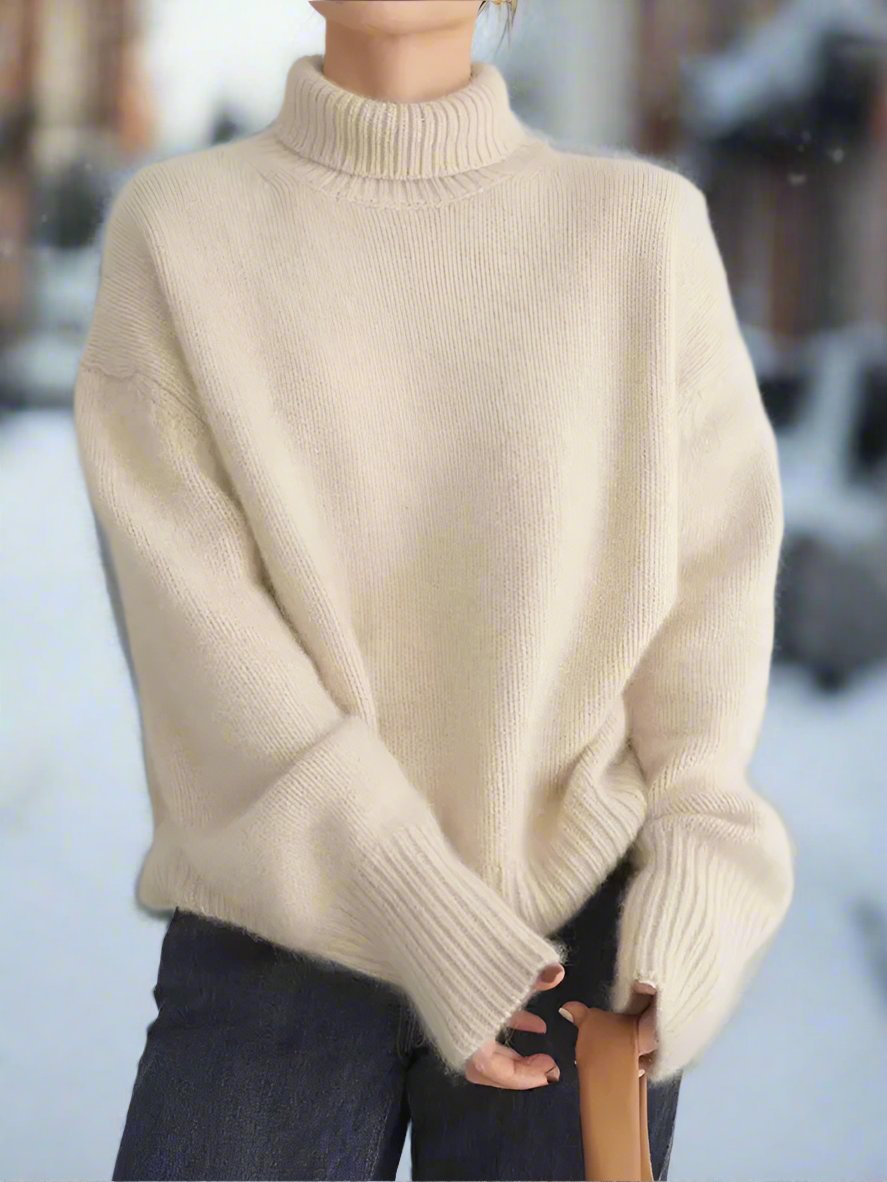 Mirla | Rullkragejumper Mjuk stickad material Oversized passform Långa ärmar-Eva Jonsson