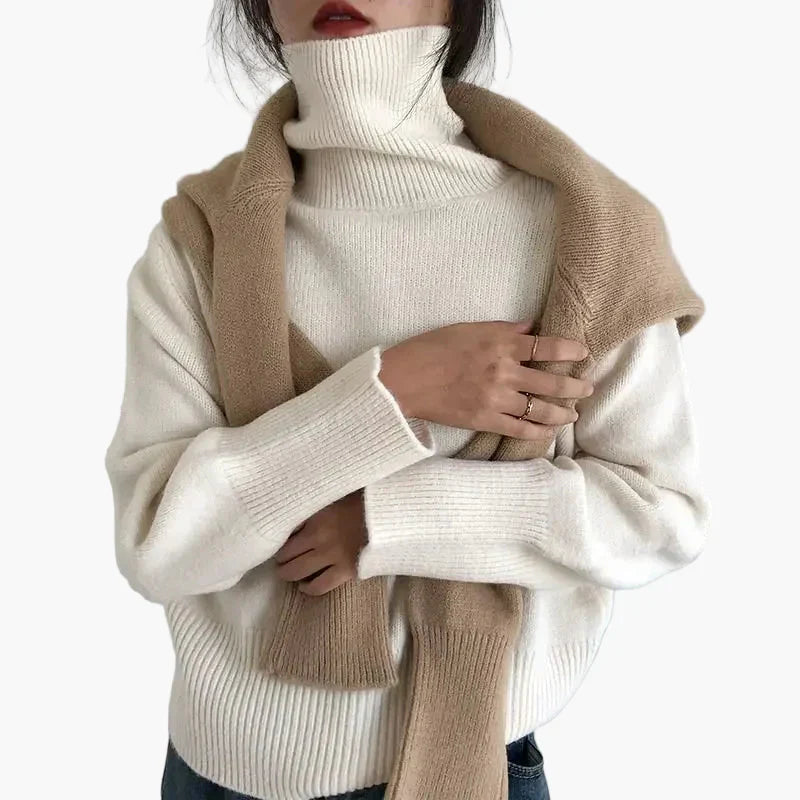 Mirla | Rullkragepullover - Modernt Höst-Vinter Stickad Tröja för Vardag & Fritid-Eva Jonsson