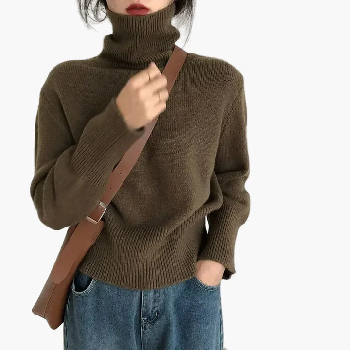 Mirla | Rullkragepullover - Modernt Höst-Vinter Stickad Tröja för Vardag & Fritid-Eva Jonsson