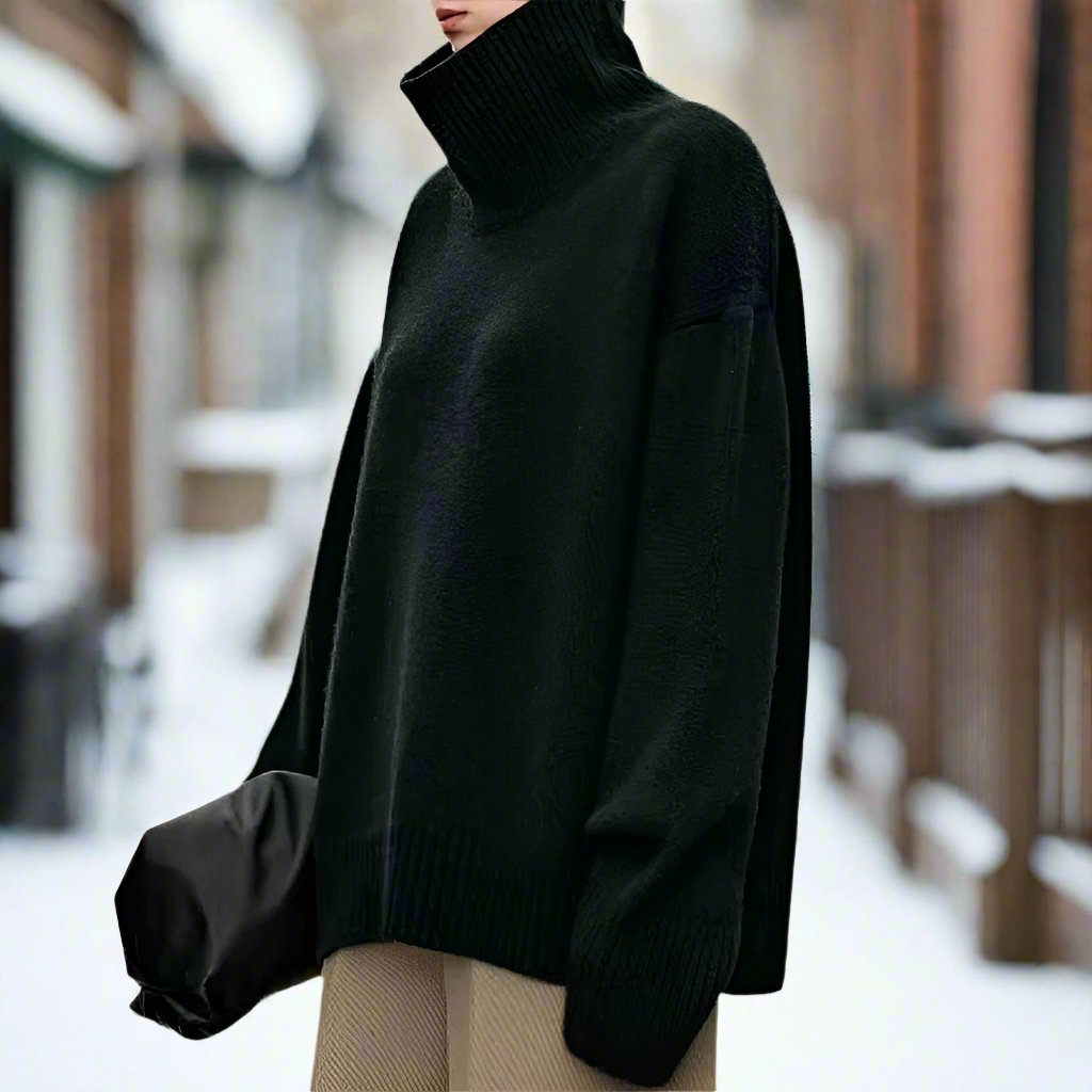 Mirla | Rullkragetröja Stickad Ullblandning Oversized Passform Mjuk och Varm-Eva Jonsson