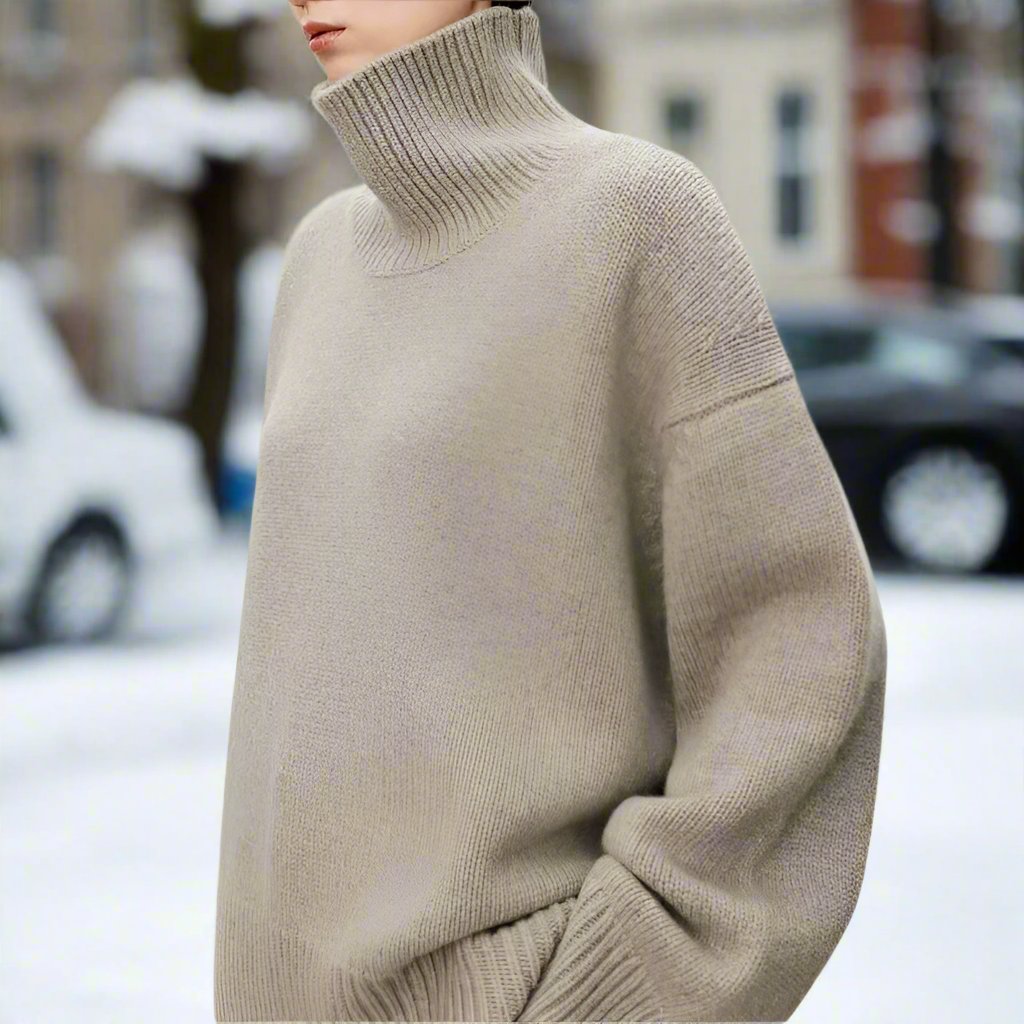 Mirla | Rullkragetröja Stickad Ullblandning Oversized Passform Mjuk och Varm-Eva Jonsson