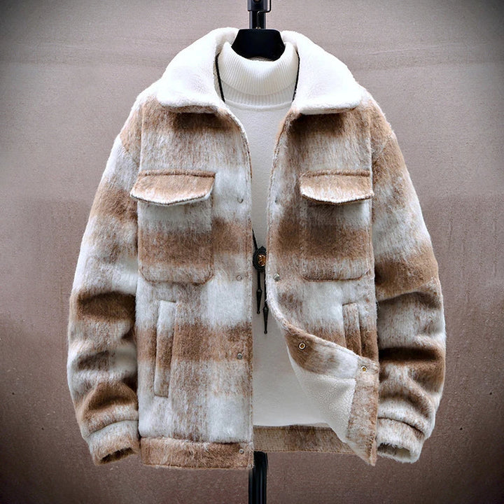 Mirla | Rutig Ull-Look-Jacka med Fleece-Foder-Eva Jonsson