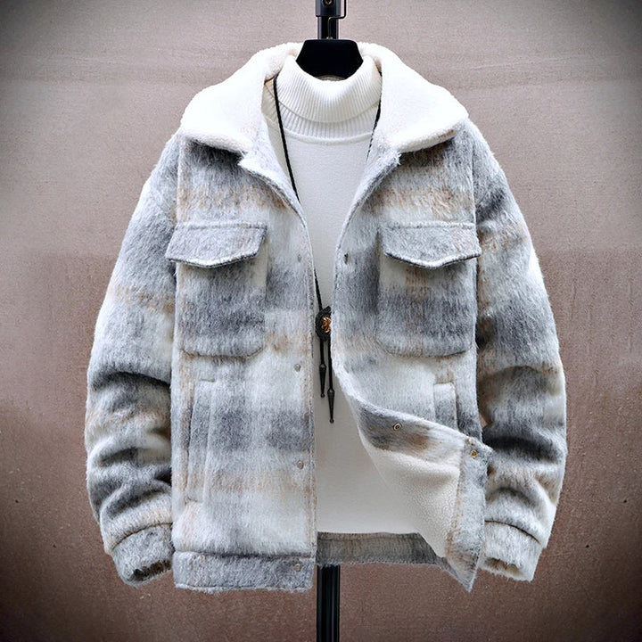 Mirla | Rutig Ull-Look-Jacka med Fleece-Foder-Eva Jonsson