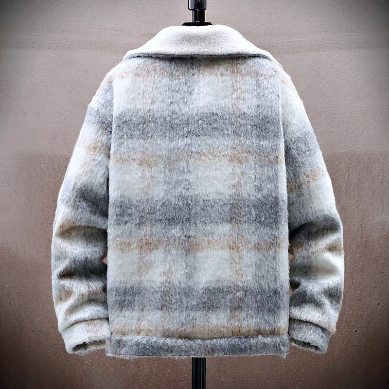 Mirla | Rutig Ull-Look-Jacka med Fleece-Foder-Eva Jonsson