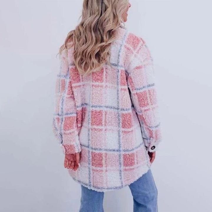 Mirla | Rutig teddyjacka för damer-Eva Jonsson