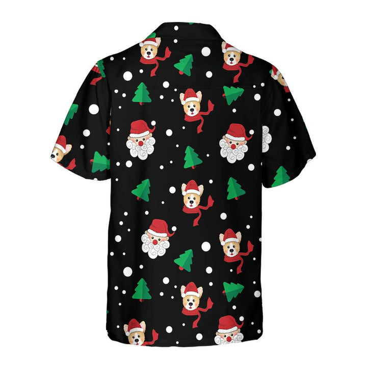 Mirla | Santa Claus & Corgi Hawaii-Shirt Rolig Jul-Corgi-T-Shirt Bästa Julklappsidén-Eva Jonsson