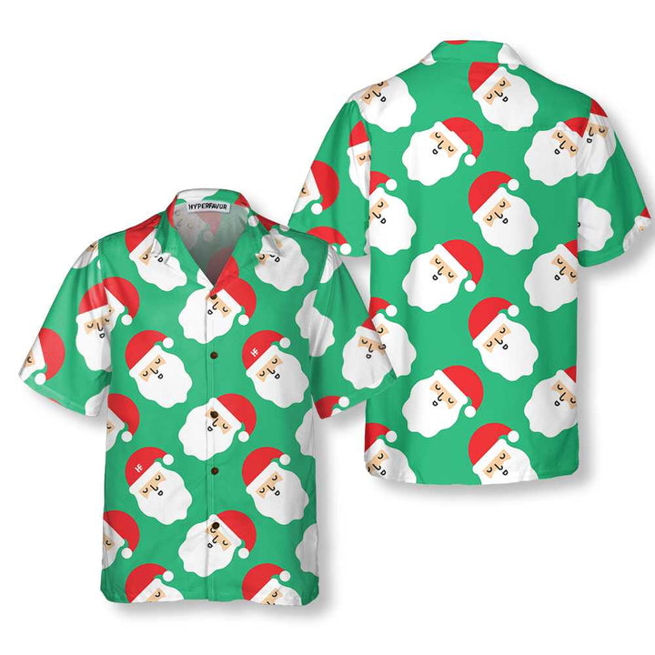 Mirla | Santa Claus Ljust Sömlöst Mönster Hawaii Skjorta Roligt Santa Claus Skjorta Present För Julen-Eva Jonsson