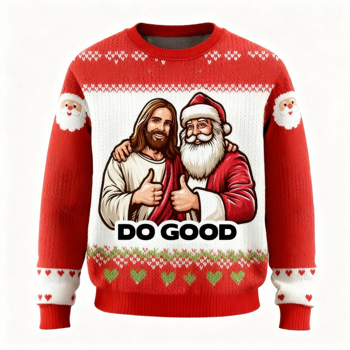 Mirla | Santa & Jesus Mönster Ful Tröja - Unisex Julfest-Essentials-Eva Jonsson