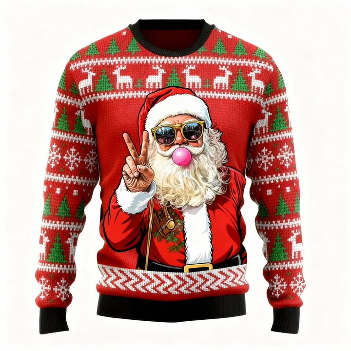 Mirla | Santa-Mönster-Design-Tröja - Ful & Mysig Unisex Tröja-Eva Jonsson