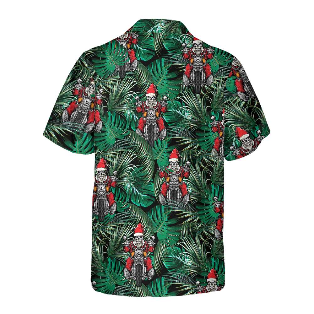 Mirla | Santa På Motorcykel Jul-Hawaiian-Shirt Rolig Santa Motorcykel Hawaiian-Shirt För Män-Eva Jonsson