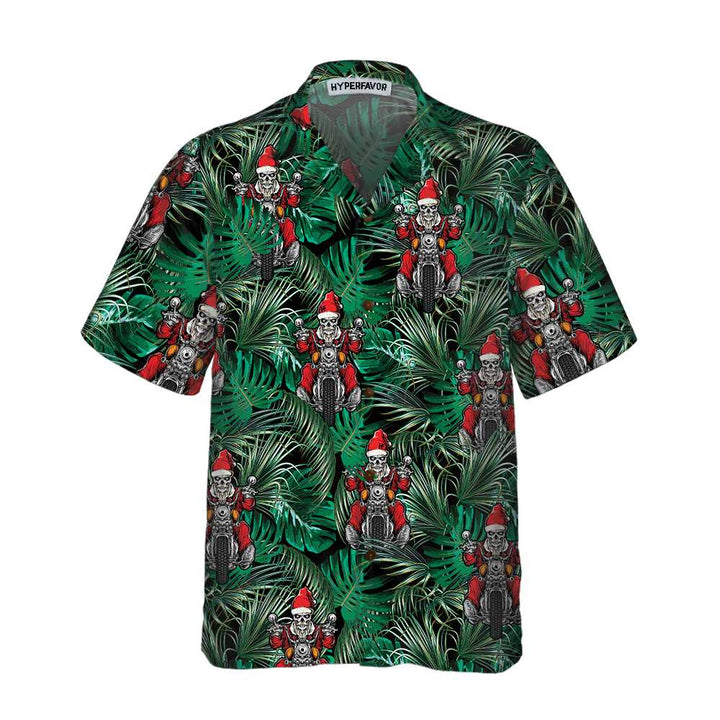 Mirla | Santa På Motorcykel Jul-Hawaiian-Shirt Rolig Santa Motorcykel Hawaiian-Shirt För Män-Eva Jonsson