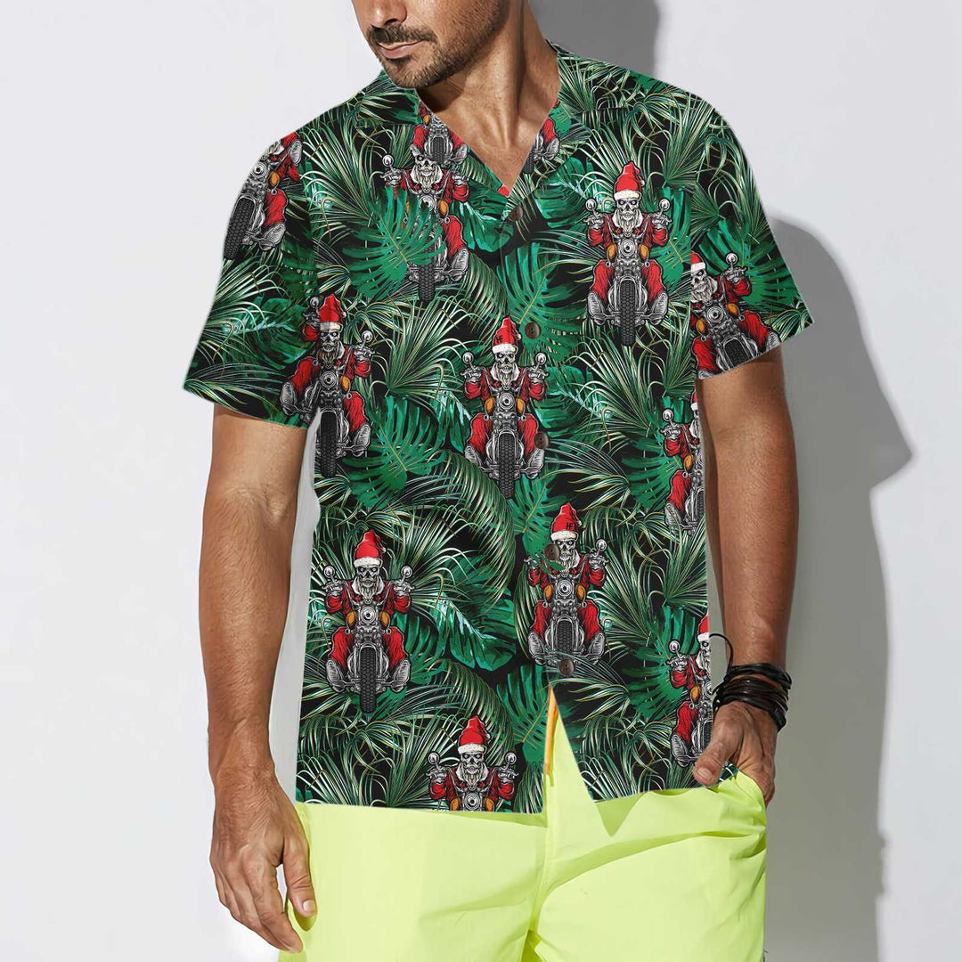 Mirla | Santa På Motorcykel Jul-Hawaiian-Shirt Rolig Santa Motorcykel Hawaiian-Shirt För Män-Eva Jonsson