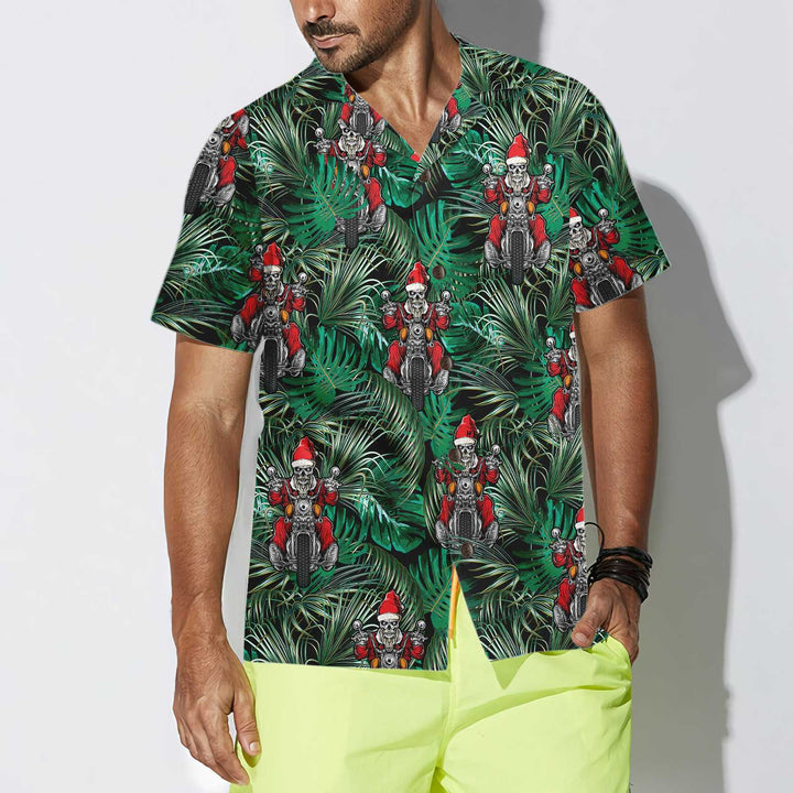 Mirla | Santa På Motorcykel Jul-Hawaiian-Shirt Rolig Santa Motorcykel Hawaiian-Shirt För Män-Eva Jonsson