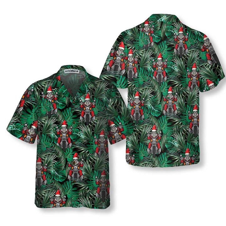 Mirla | Santa På Motorcykel Jul-Hawaiian-Shirt Rolig Santa Motorcykel Hawaiian-Shirt För Män-Eva Jonsson