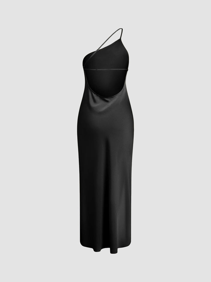 Mirla | Satin Maxi Klänning med Öppen Rygg-Eva Jonsson