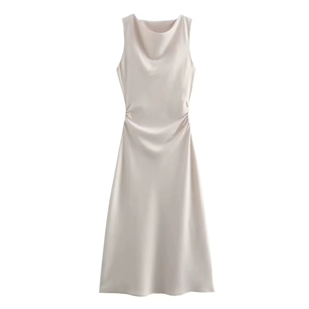 Mirla | Satin Maxiklänning Elegant Draperi-Eva Jonsson