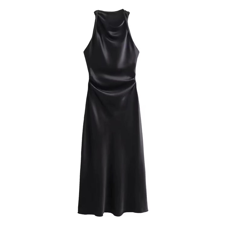Mirla | Satin Maxiklänning Elegant Draperi-Eva Jonsson