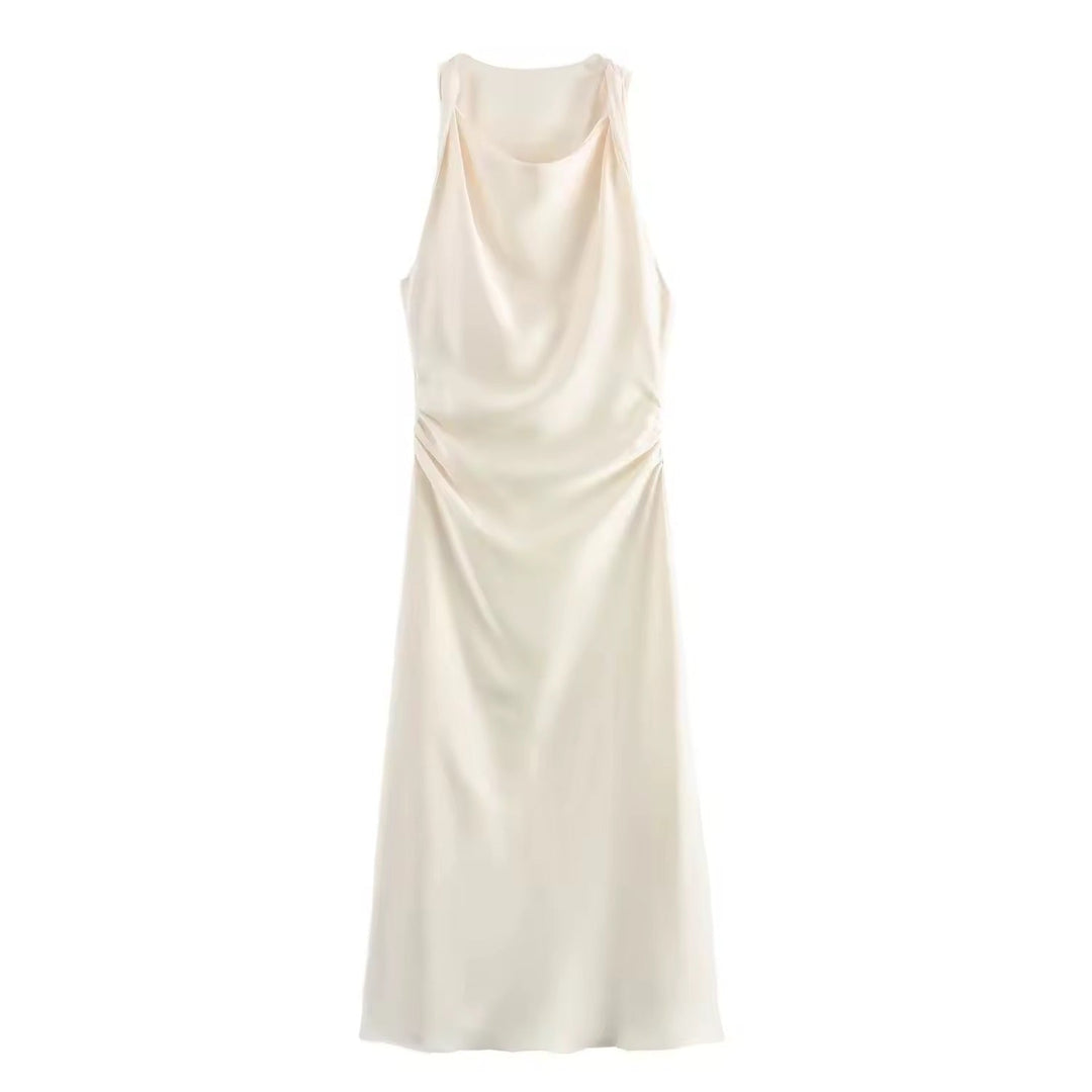 Mirla | Satin Maxiklänning Elegant Draperi-Eva Jonsson