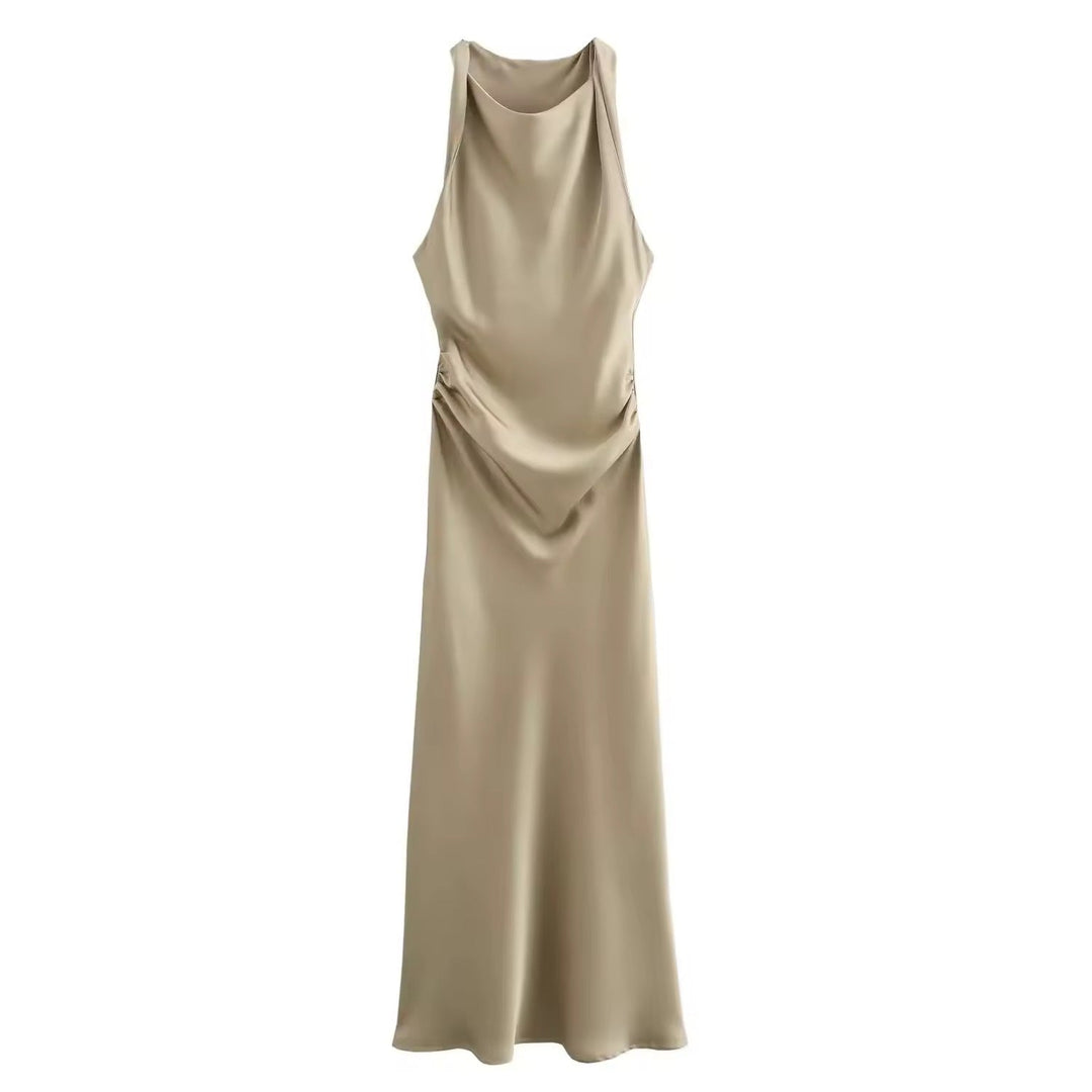 Mirla | Satin Maxiklänning Elegant Draperi-Eva Jonsson