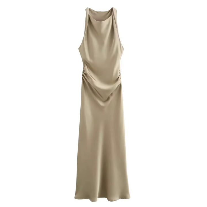 Mirla | Satin Maxiklänning Elegant Draperi-Eva Jonsson