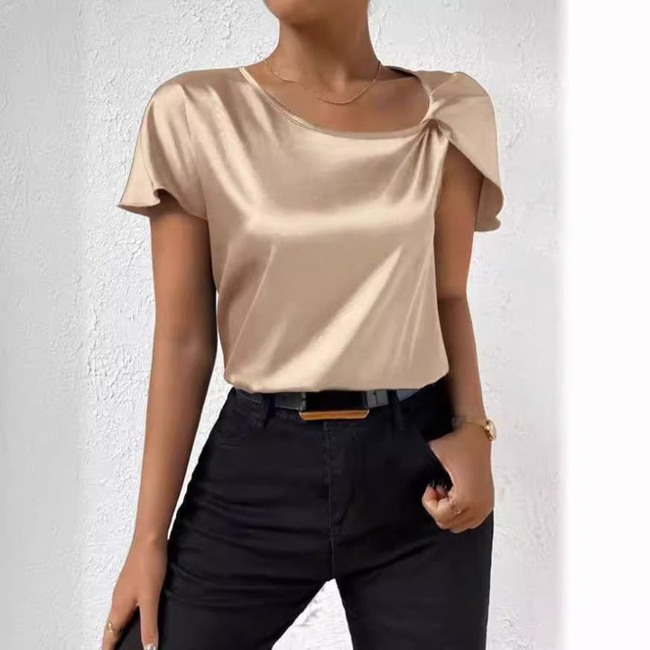 Mirla | Satin Twist Enfärgad Lös Mångsidig Topp-Eva Jonsson
