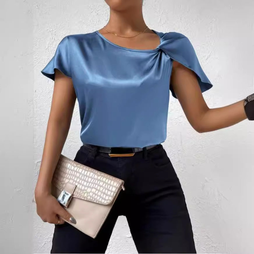 Mirla | Satin Twist Enfärgad Lös Mångsidig Topp-Eva Jonsson