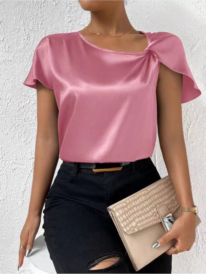Mirla | Satin Twist Enfärgad Lös Mångsidig Topp-Eva Jonsson