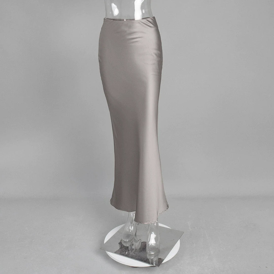 Mirla | Satin-midi-kjol med flödande design för damer-Eva Jonsson