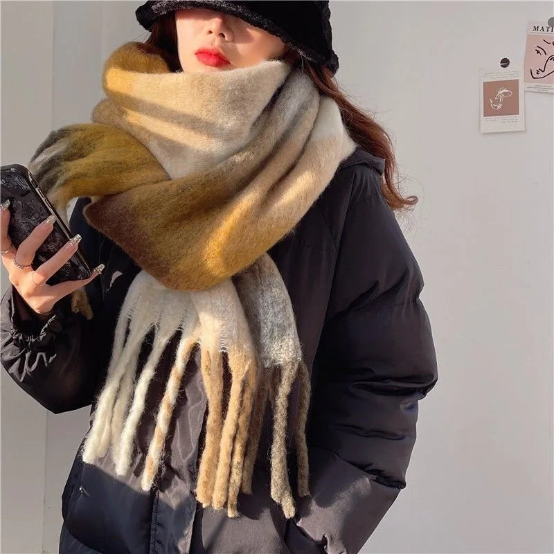 Mirla | Scarvello | Tjock Varm Färgad Ullsjal-Eva Jonsson