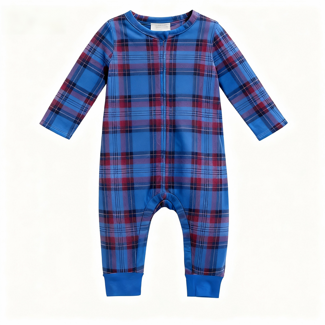 Mirla | Semester Familj Blå Rutig Jul Pyjamas Set-Eva Jonsson