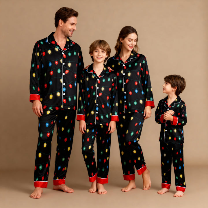 Mirla | Semester Familj Knappar Stängning Seide Jul Pyjamas Set-Eva Jonsson