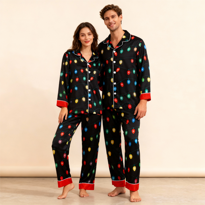 Mirla | Semester Familj Knappar Stängning Seide Jul Pyjamas Set-Eva Jonsson
