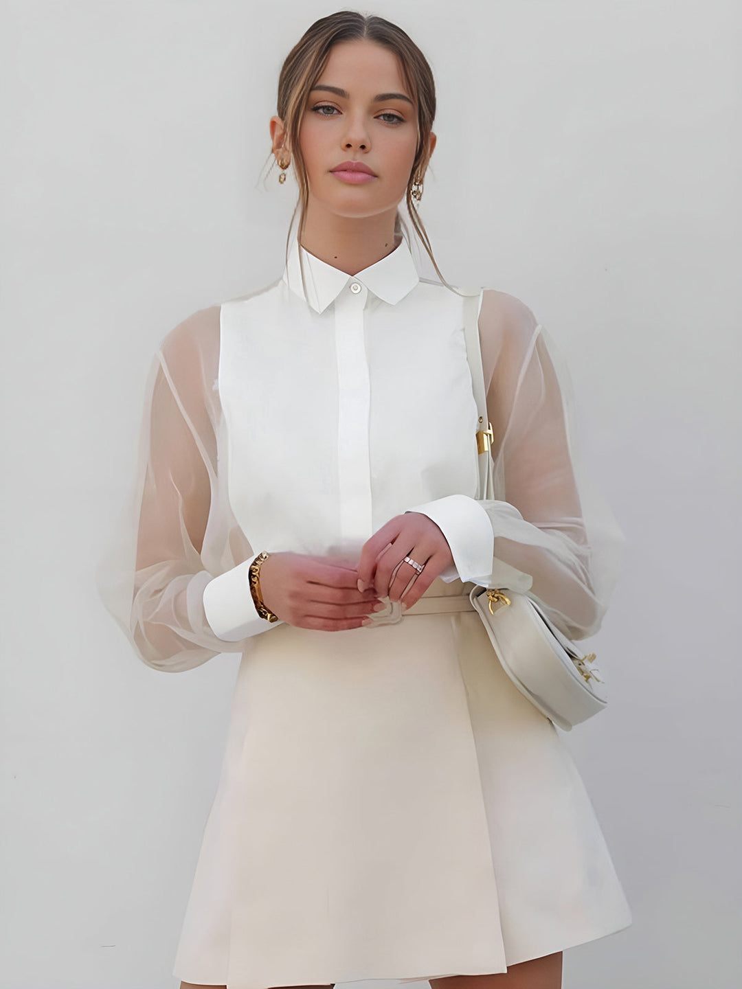 Mirla | Semi Transparent Puffärmad Organza Blus-Eva Jonsson