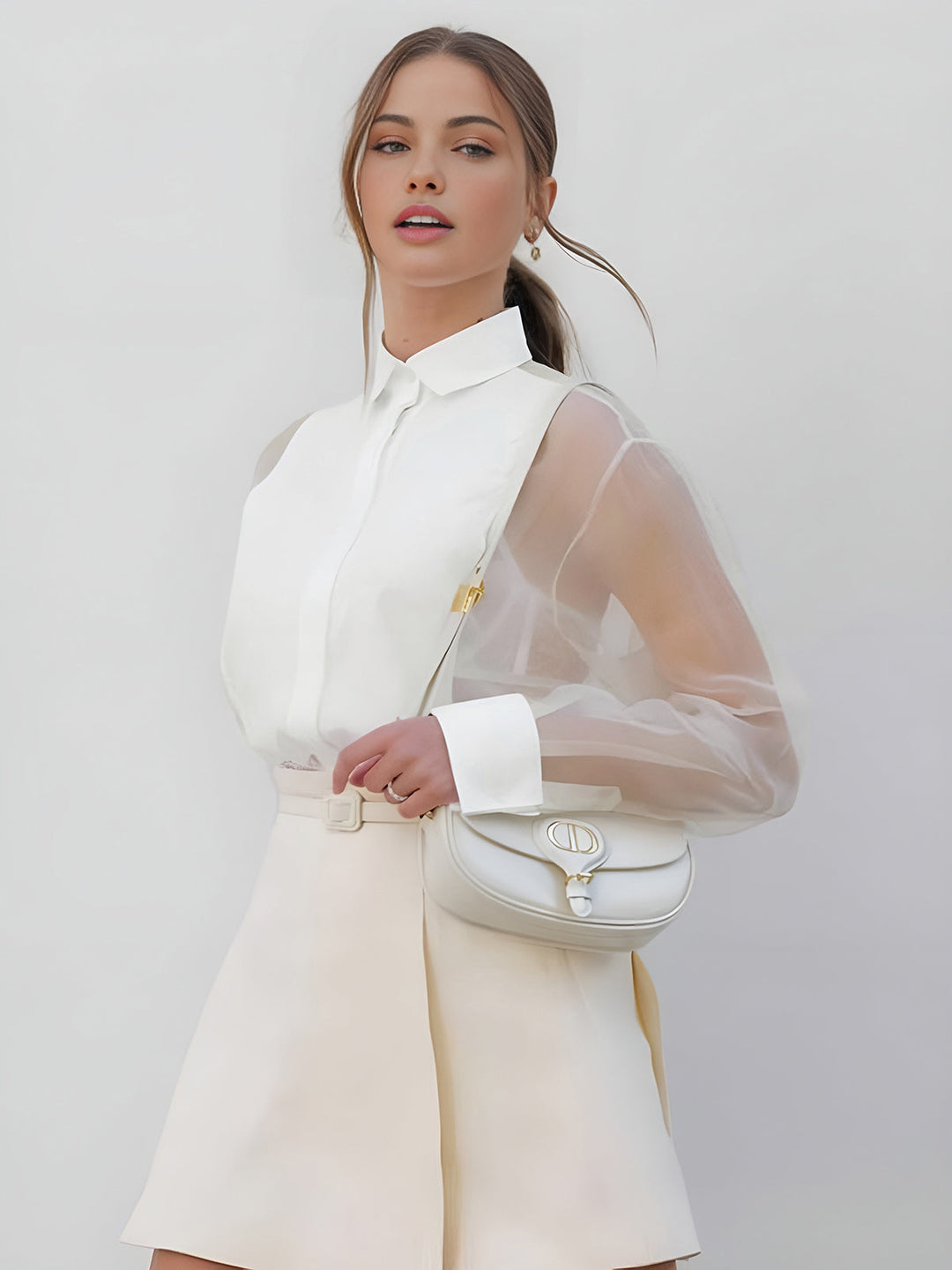 Mirla | Semi Transparent Puffärmad Organza Blus-Eva Jonsson