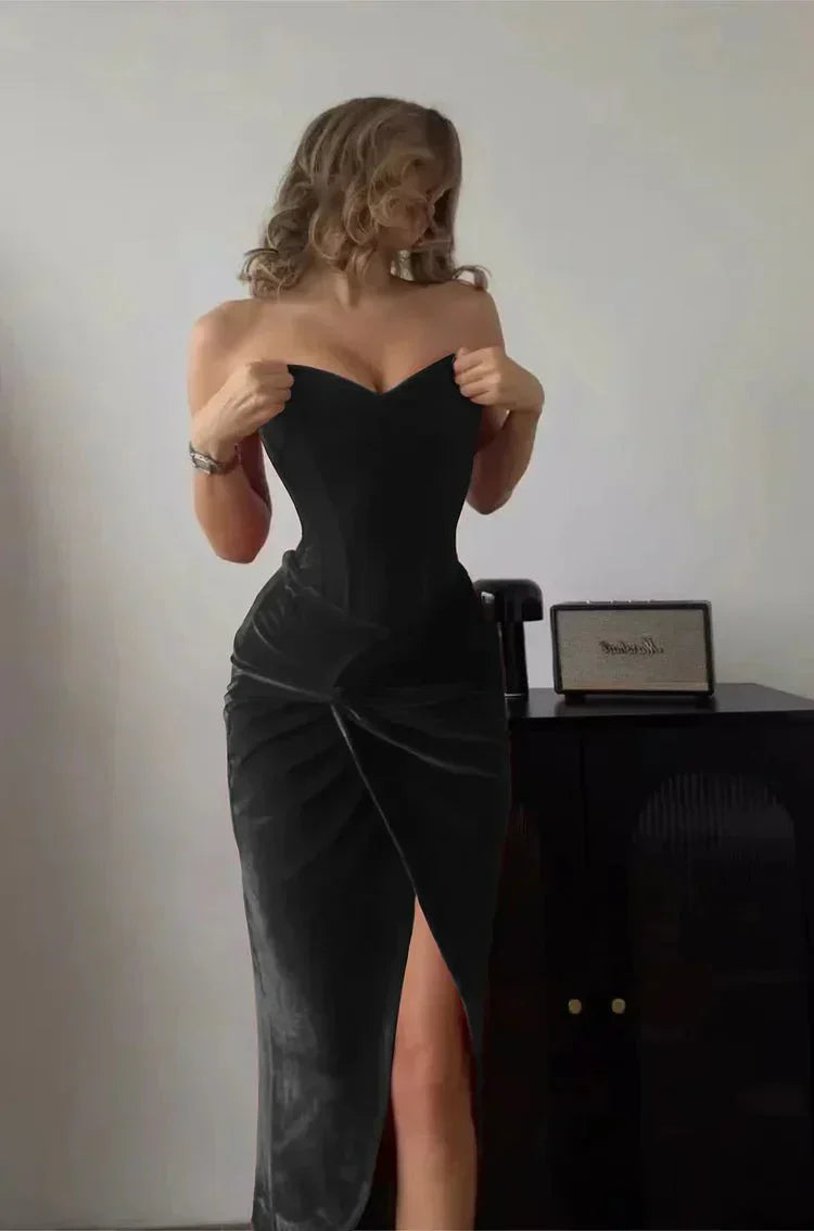 Mirla | Sexig axelbandslös spaghetti-klänning-Eva Jonsson