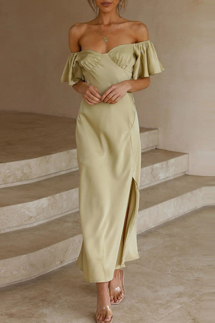 Mirla | Sexy Celebrities Enfärgad Slits Off The Shoulder Fållade Klänningar-Eva Jonsson
