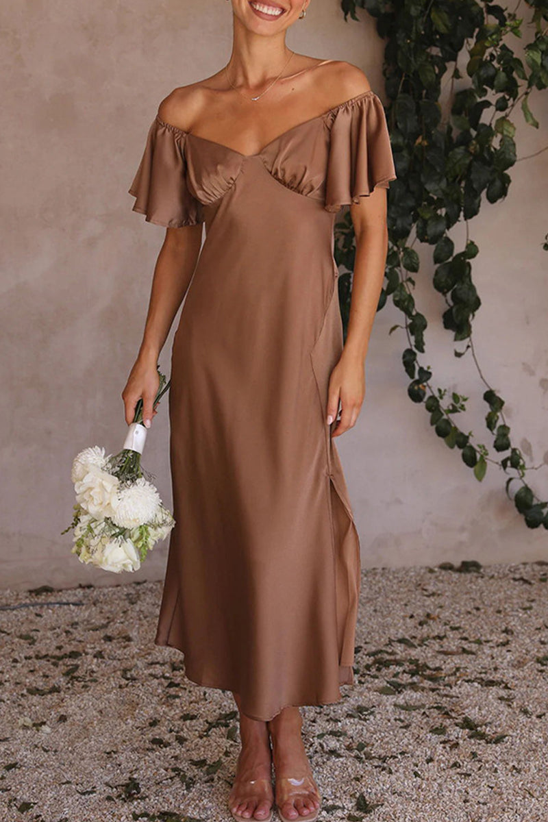 Mirla | Sexy Celebrities Enfärgad Slits Off The Shoulder Fållade Klänningar-Eva Jonsson