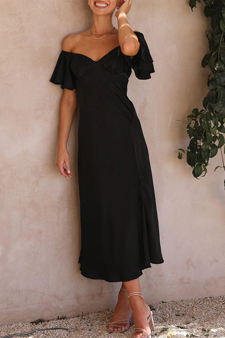 Mirla | Sexy Celebrities Enfärgad Slits Off The Shoulder Fållade Klänningar-Eva Jonsson