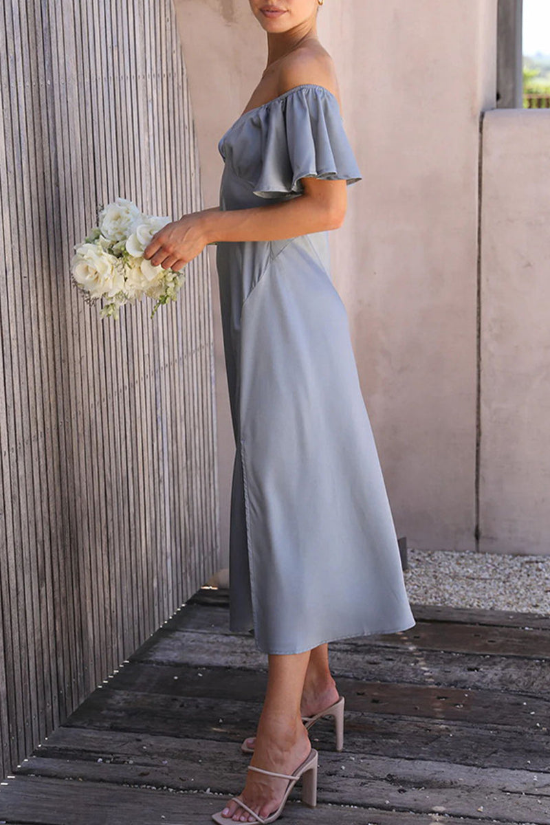 Mirla | Sexy Celebrities Enfärgad Slits Off The Shoulder Fållade Klänningar-Eva Jonsson