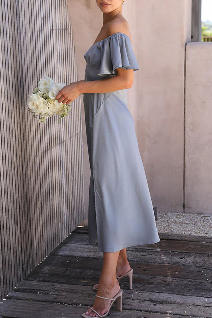 Mirla | Sexy Celebrities Enfärgad Slits Off The Shoulder Fållade Klänningar-Eva Jonsson