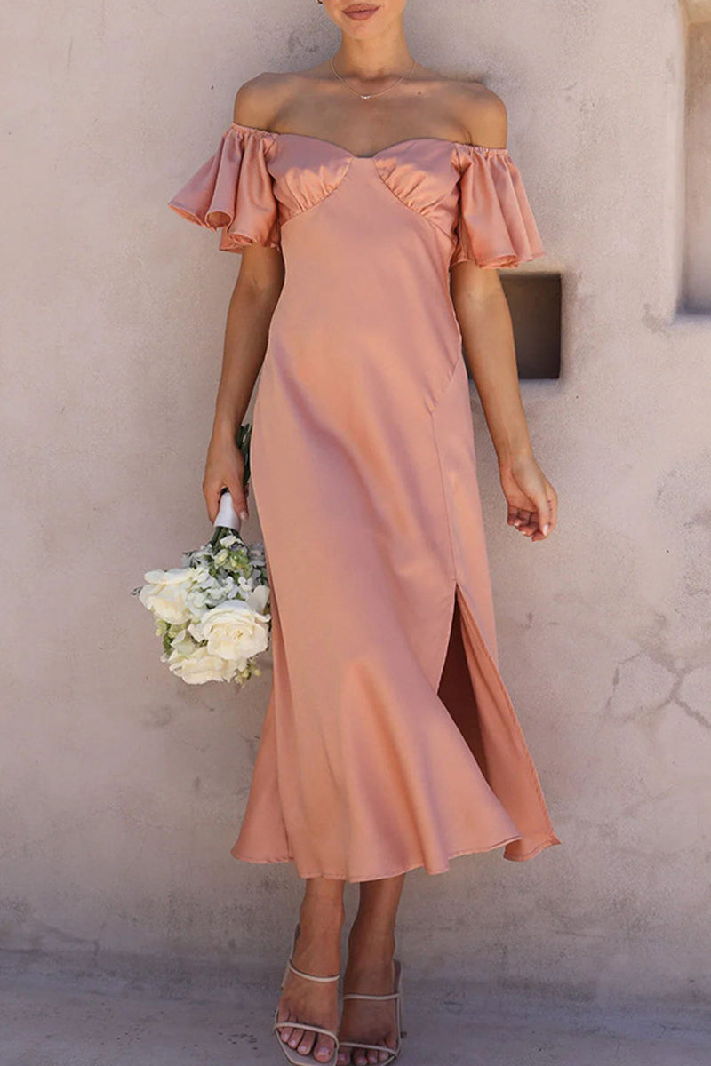 Mirla | Sexy Celebrities Enfärgad Slits Off The Shoulder Fållade Klänningar-Eva Jonsson