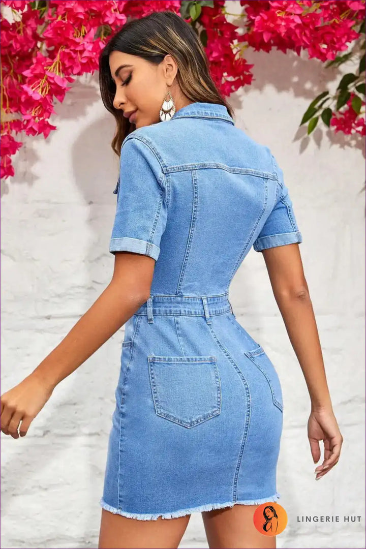 Mirla | Sexy Slim Fit Denim Klänning – Klubb redo-Eva Jonsson