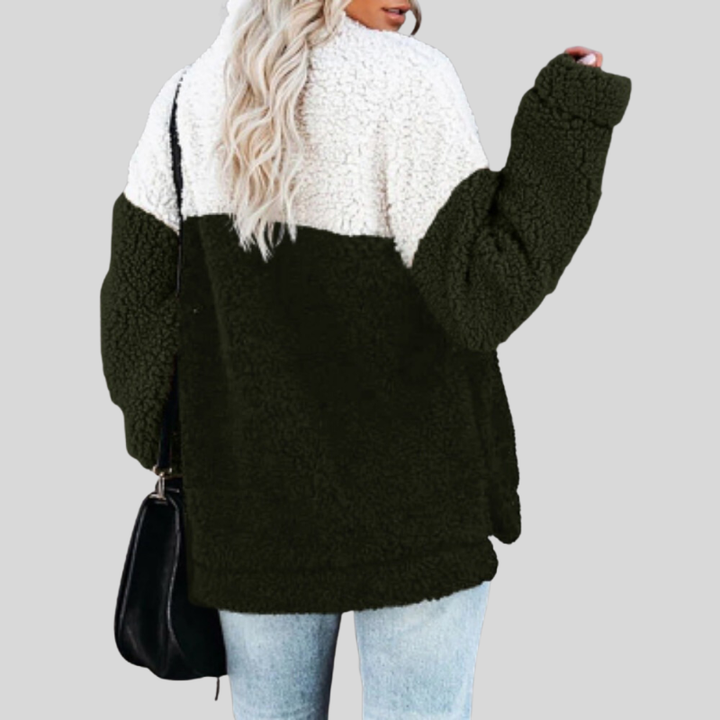 Mirla | Sherpa-tröja Mjuk fleece Fjärdedels dragkedja Ståkrage Loose fit-Eva Jonsson