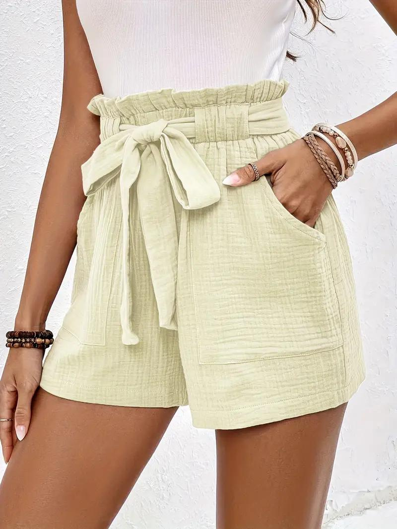 Mirla | Shorts med bälte Löst passform Shorts med hög midja Mini shorts-Eva Jonsson