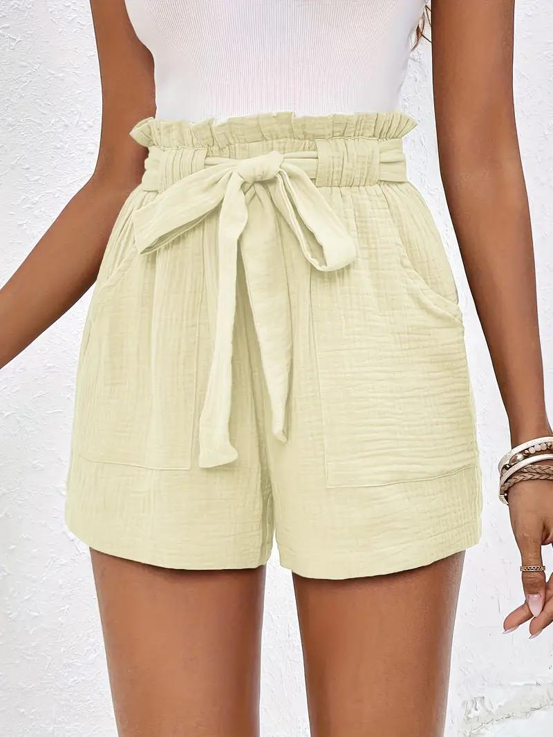 Mirla | Shorts med bälte Löst passform Shorts med hög midja Mini shorts-Eva Jonsson